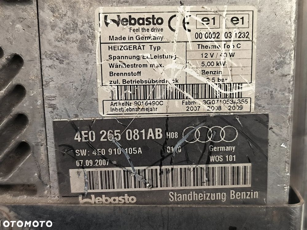 Ogrzewanie postojowe Webasto 4E0265081AB AUDI A8 D3 - 2