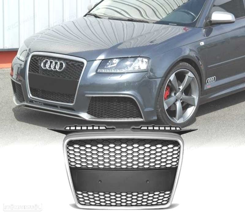 GRELHA FRONTAL COLMEIA AUDI A3 05-08 FRISO CROMADO - 1