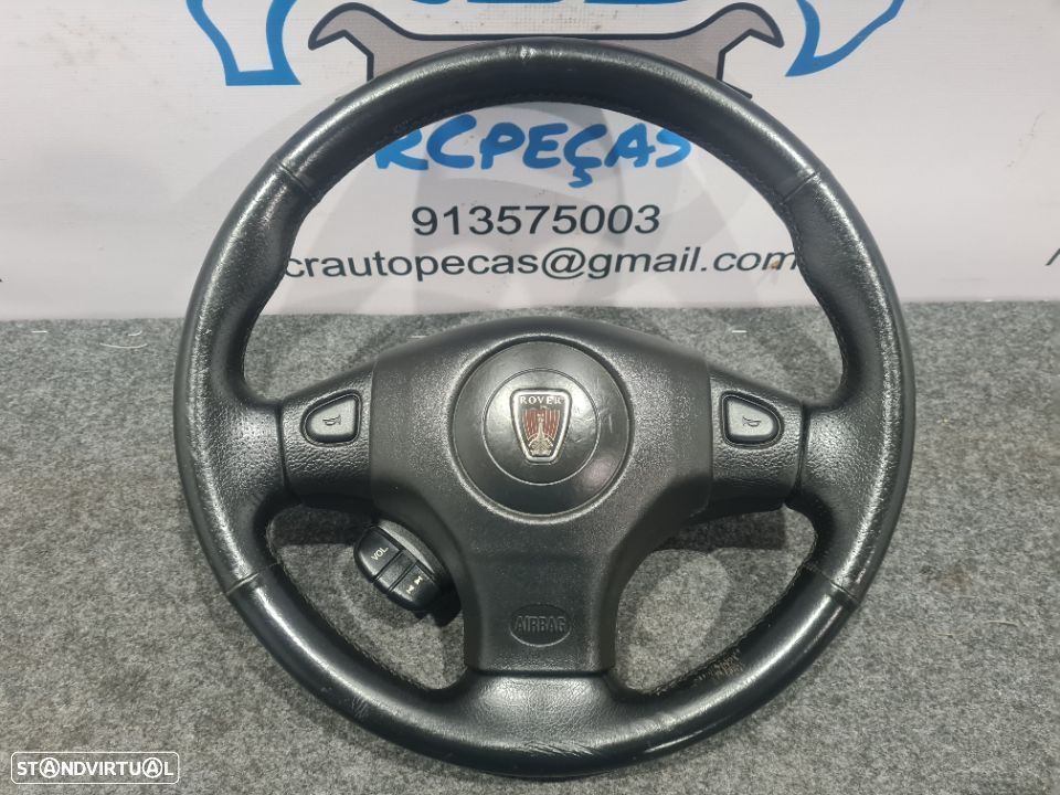 VOLANTE GUIADOR COMPLETO ROVER MG 200 SPORT QTB10093 QTB100951 25 45 75 PELE PERFURADA AIRBAG COMANDOS MULTIFUNÇÕES - 1