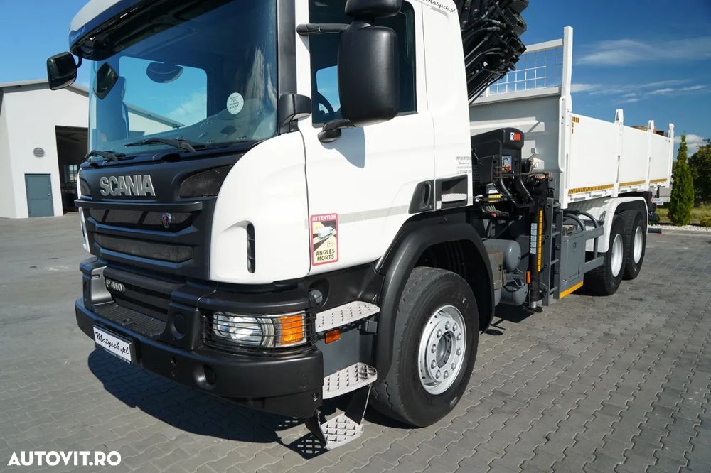 Scania P 410 / 6x4 / BASCULĂ - 6 M + HIAB XS 211 HDS / RADIOCOMANDĂ / EURO 6 / ROTARE / GRABĂ - 15
