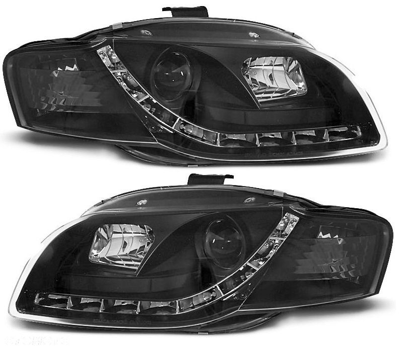 Reflektor Lampa L+R Diody Soczewka Clear Black Czarne Audi a4 b7 8e 04-08 - 1