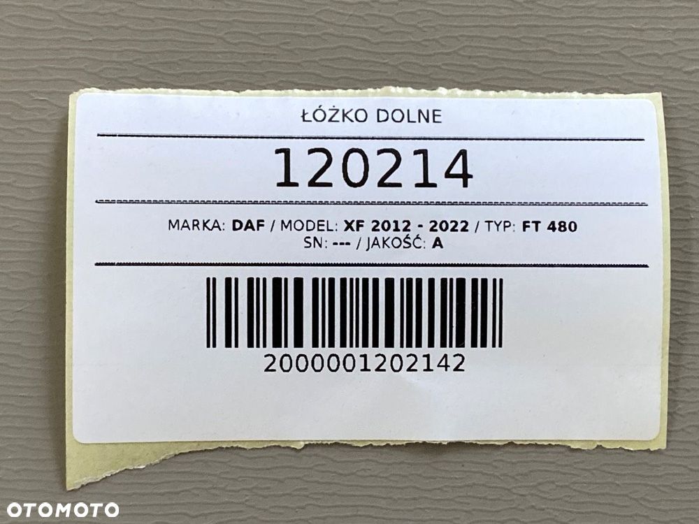 ŁÓŻKO DOLNE PŁYTA RAMA LEŻANKA STELAŻ DAF XF 106 2021 EURO 6 - 9