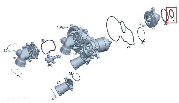 MERCEDES M176 M177 M178 Uszczelka pompy wody OE - 2