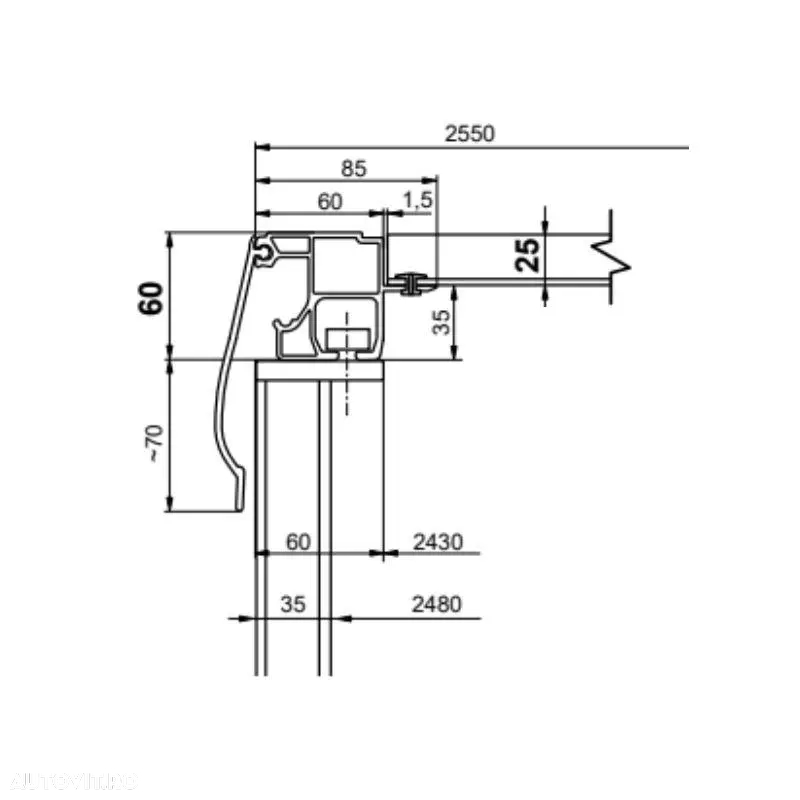Profil de culisare cs mini 85×60 L5m aluminiu - 4