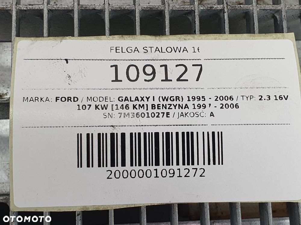 FELGA STALOWA 16 FORD GALAXY I 5X112 ET53 6JX16 7M3601027E - 7