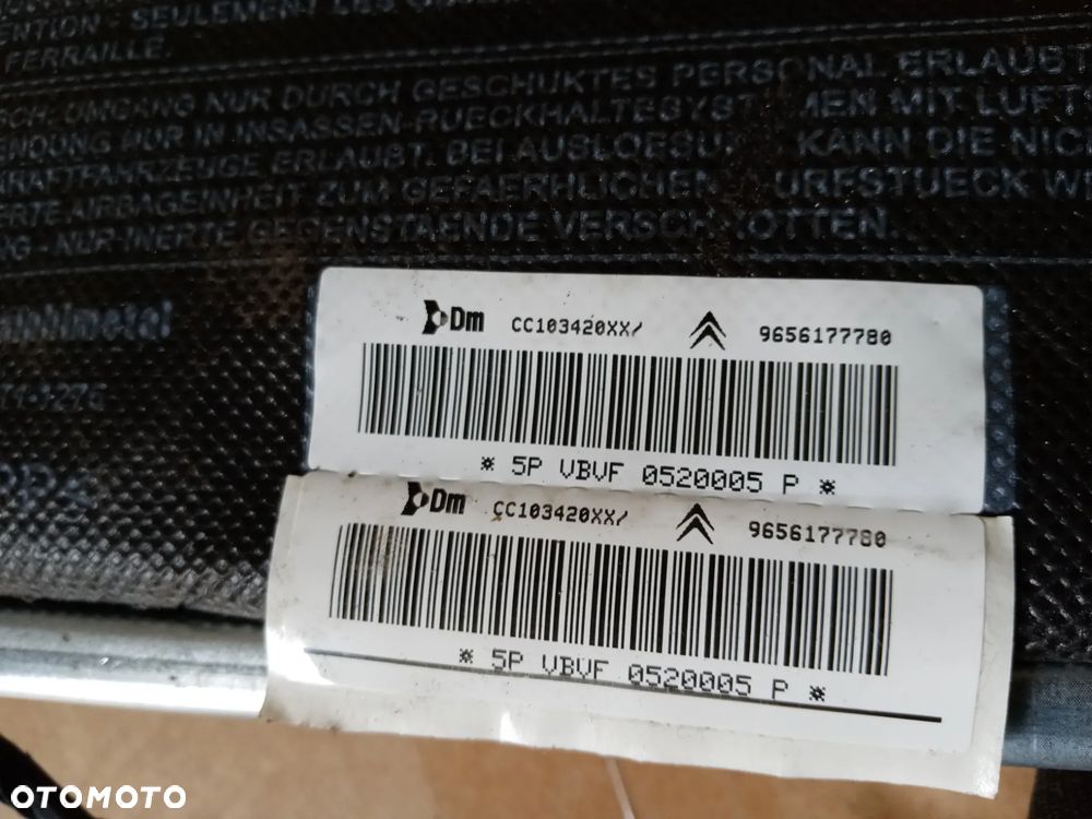 Poduszka fotela pasażera prawa AIRBAG Citroen C5 III 9656177780 - 3