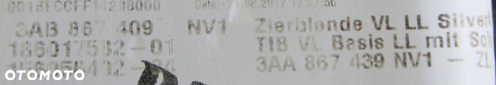 VW PASSAT B7 2012 4MOTION BOCZEK TAPICERKA LEWA PRZEDNIA PRZÓD 3AB867409 - 3