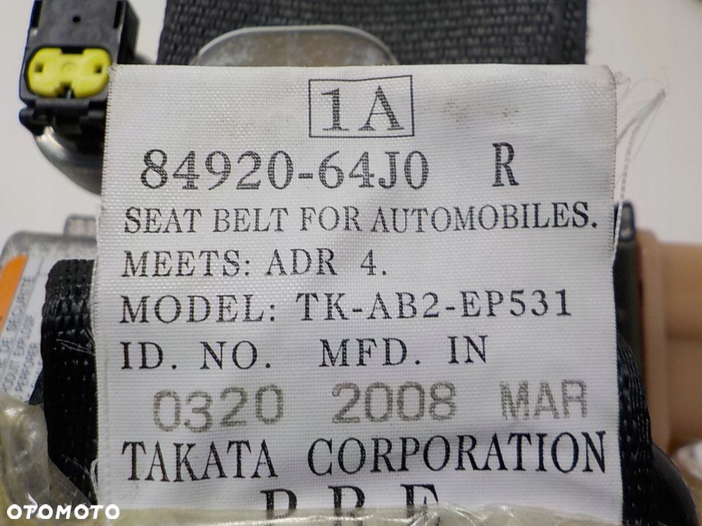 SUZUKI GRAND VITARA II PAS BEZPIECZEŃSTWA NAPINACZ PRAWY PRZÓD 84920-64J0 - 1