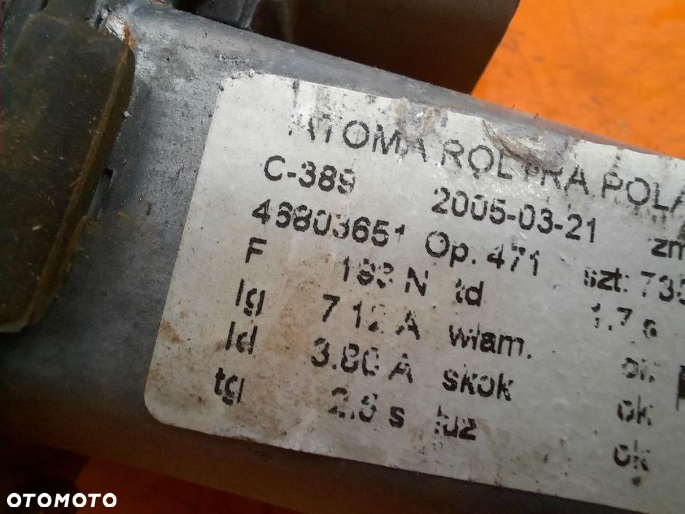 FIAT PANDA II 03-11 PODNOŚNIK SZYBY PRZÓD PRAWY PRZEDNI 46803651 187A1000 - 6