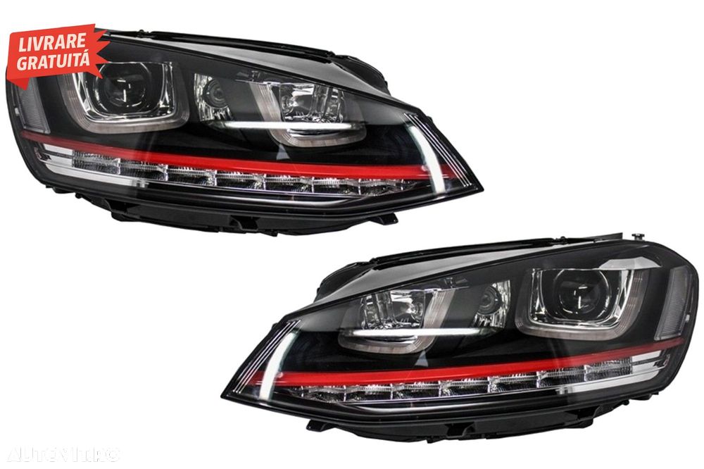 Faruri 3D LED VW Golf 7 VII (2012-2017) R20 GTI Design Semnal Dinamic LED- livrare gratuita - 1