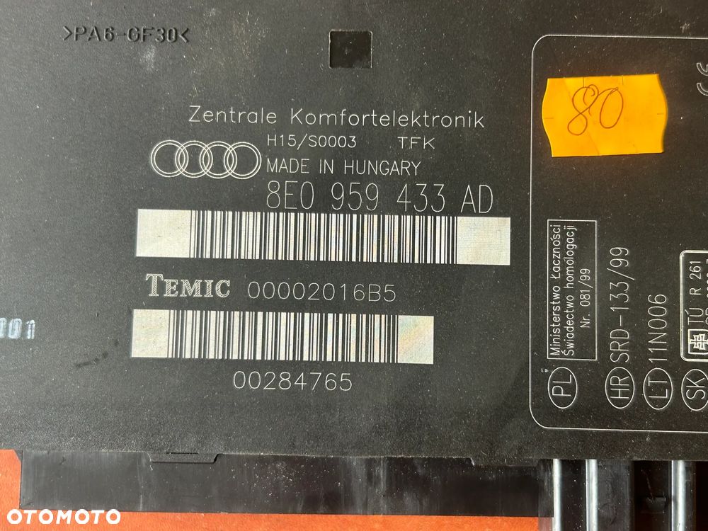 MODUŁ STEROWNIK KOMFORTU AUDI A4 B6 8E0959433AD - 2