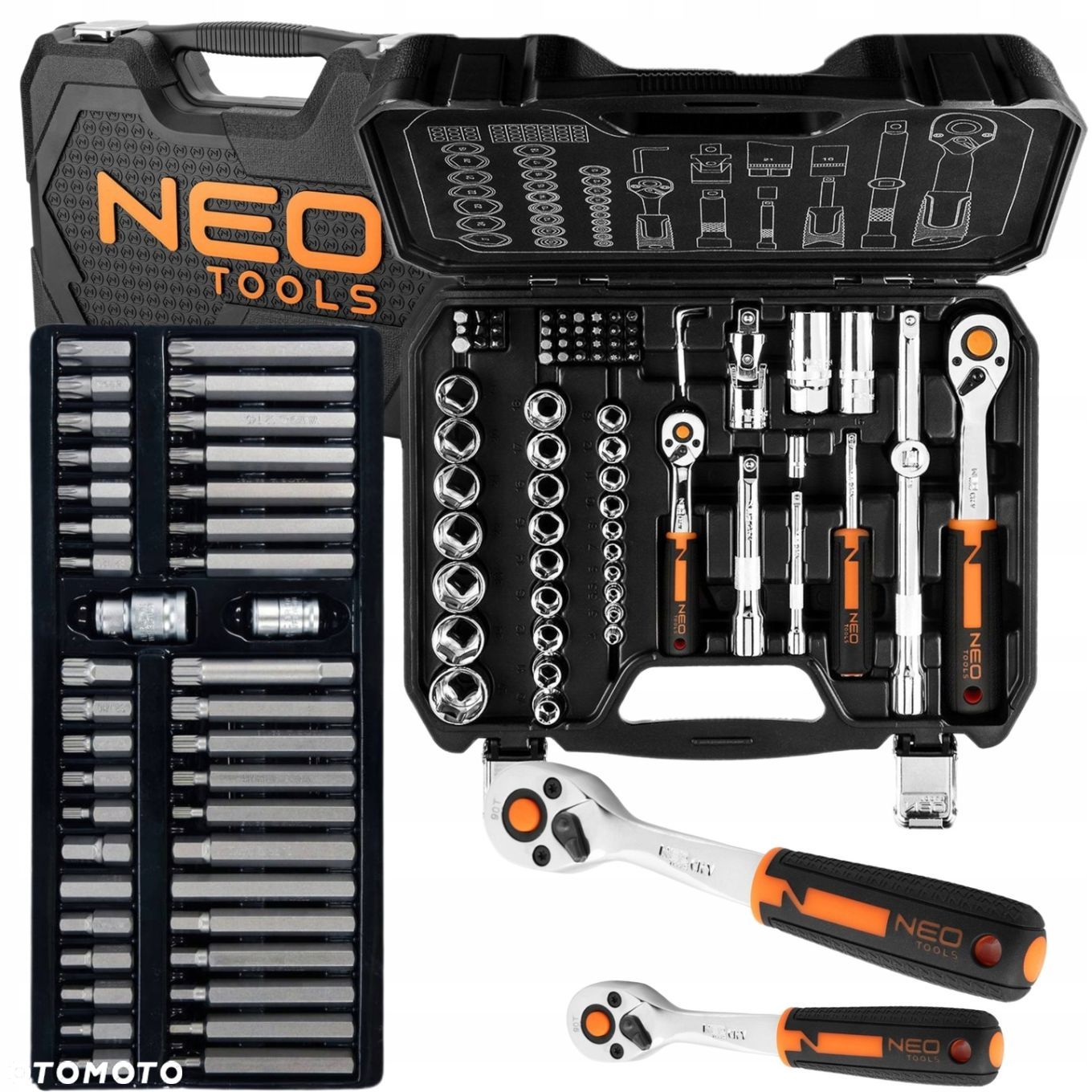 NEO ZESTAW KLUCZY NASADOWYCH 73E 1/2" 1/4" NASADKI BITY SATYNA  TORX 40SZT - 1