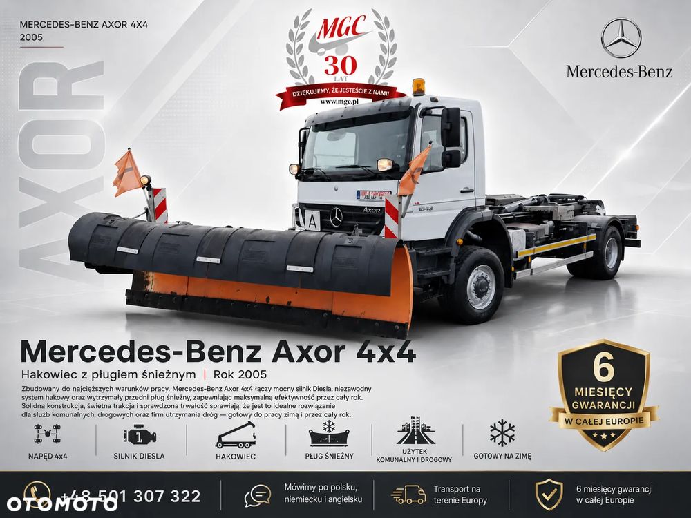 Mercedes-Benz Axor 18.33 4X4 / HAKOWIEC / PŁUG ŚNIEŻNY / SCHMIDT / BLOKADY MOSTÓW / ODRESTAUROWANY / SERWISOWANY / 1 WŁ. / UDT I TRANSPORT MOŻLIWY - 2