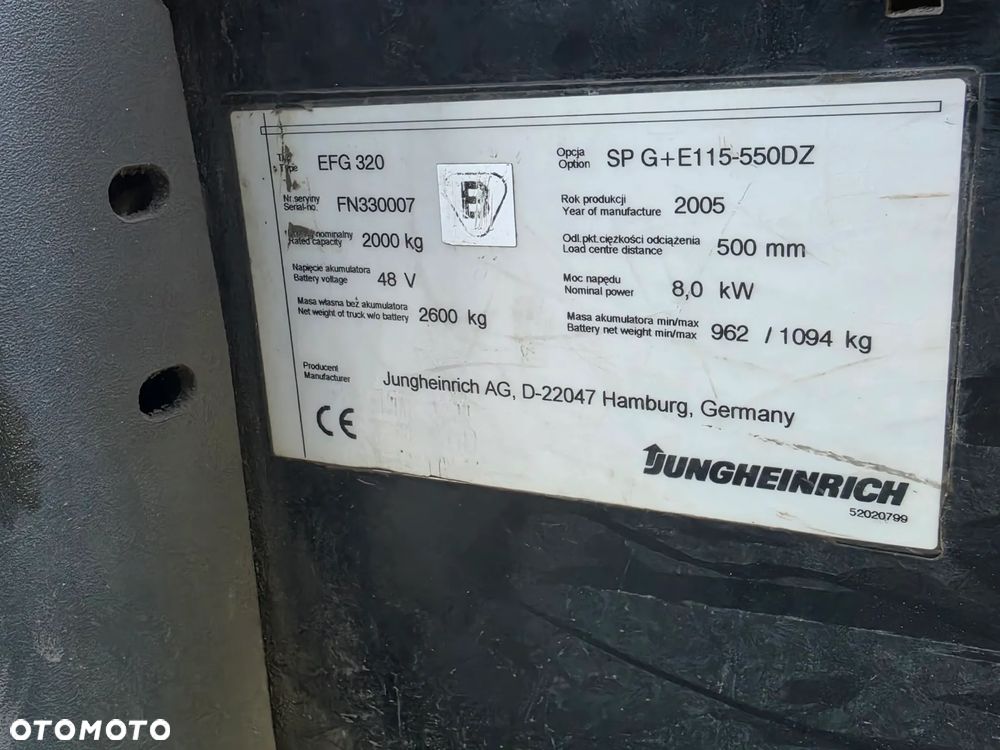 Jungheinrich EFG 320 / chwytak do kartonów MEYER TYP: 3-0402K - 15