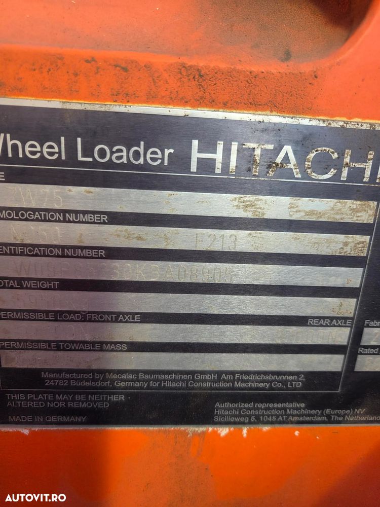 Hitachi ZW75-6, 2019, 2.745h, CUPA MULTIFUNCTIONALA 1mc, FURCI, CUPLA RAPIDA, ridica 2,4 tone la 3,2m, incarca 8x4 si  sem basculabila, Masa operationala 5tone, Anv 80% ok, motor 75CP, produs in Germania, posibilitate leasing 3 ani-PROMOTIE 29.900 EUR+Tva - 36