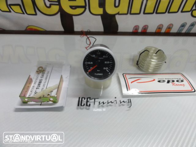 Manômetro da Pressão do Turbo 3 bar Fundo Preto c/iluminaçao led branco Depo Racing Japan 52mm de diametro c/2 anos de garantia - 13
