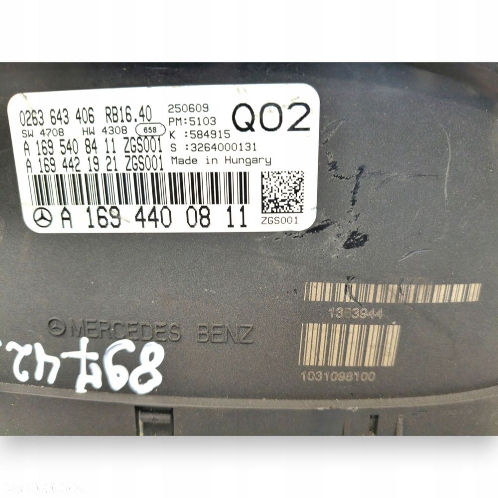 LICZNIK ZEGARY A1694400811 Mercedes W169 2.0 CDI Diesel 89 742km europa - 2