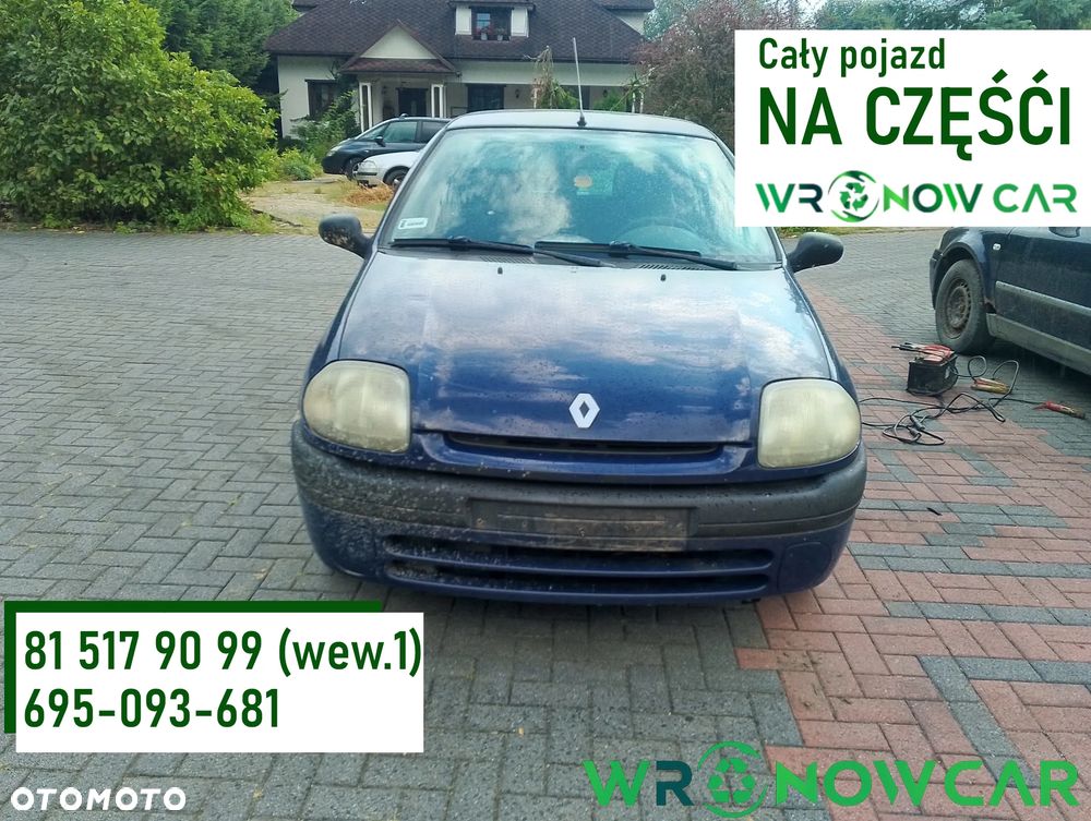 Renault Clio II (98-01r.) 1.2 B 58KM. Silnik D7FD720 Skrzynia JB1 184.Cały na części. GWARANCJA !!!  Przód Tył Zestaw Komplet Drzwi Klapa Zderzak Błotnik Maska Grill Atrapa Szyba Pas Lampa Lusterko Boczki Fotel Kanapa Kokpit Deska Rozdzielcza Przełącznik Włącznik Sterownik Przewody Wiązka Instalacja Moduł Komputer Czujnik Listwa Pompa Alternator Wtryski Głowica Rozrusznik Kompresor Sprzęgło Dwumas Silnik Skrzynia ABS Klimatyzacji Paliwa Wspomagania Kolektor Turbina Przepustnica Zawór Chłodnica Koło Hak Belka Sanki Zawieszenie Mcpherson Półoś Amortyzator Wydech Tłumik Zacisk Most - 1