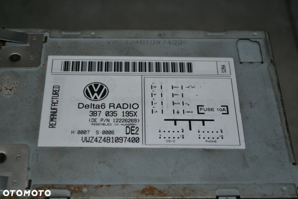 VW POLO 9N GOLF IV BORA PASSAT B5 RADIO SAMOCHODOWE FABRYCZNE DELTA 6 2 DIN KOD 3B7035195 POMORSKIE - 2