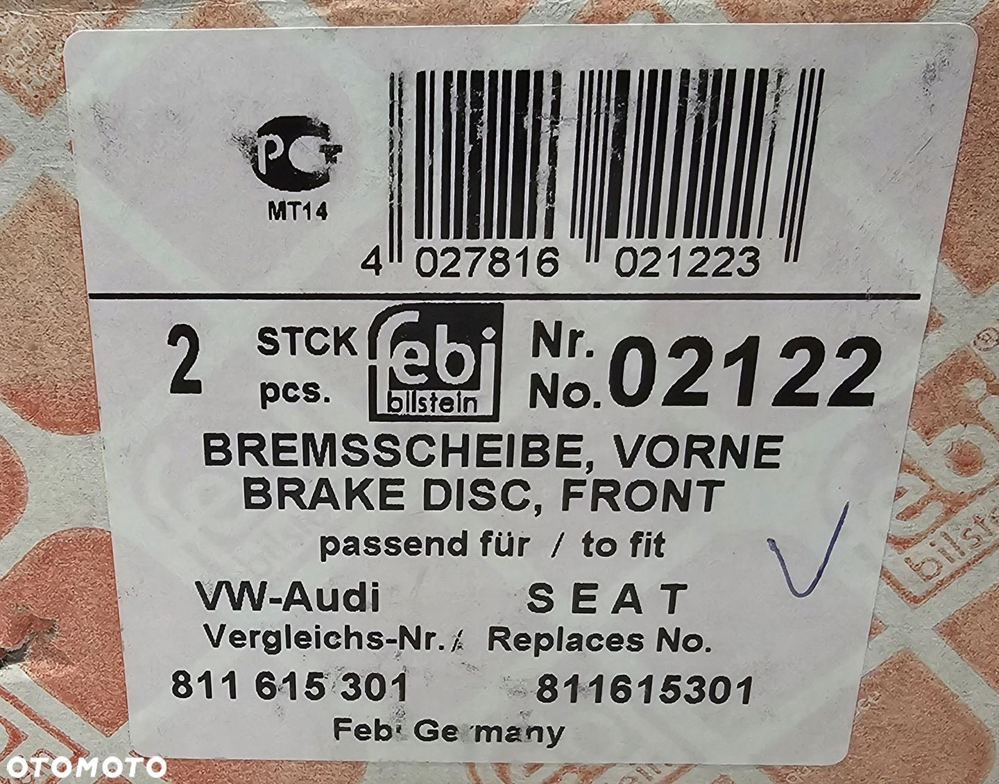 2x NOWA TARCZA HAMULCOWA PRZÓD VOLKSWAGEN / SEAT / AUDI - 02122 - 2