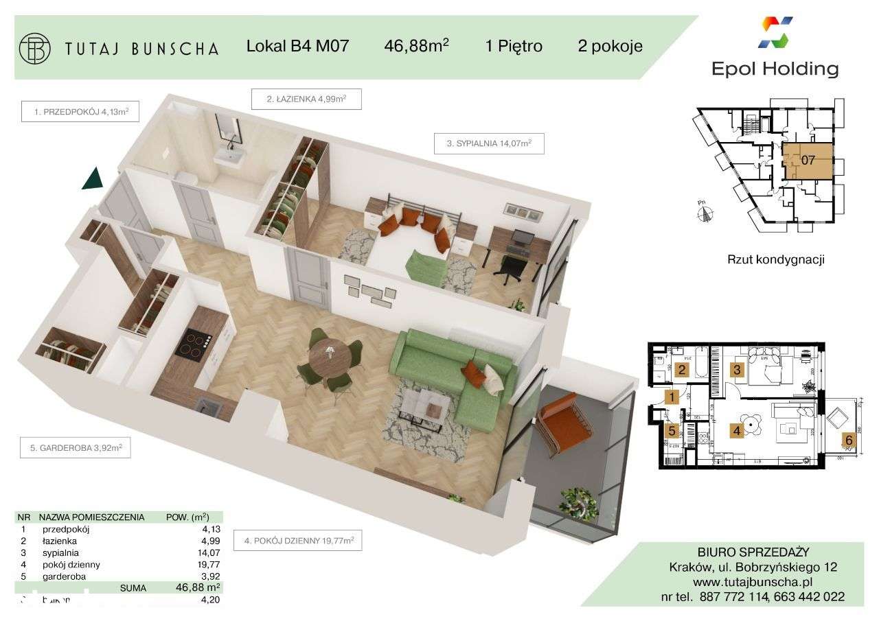 2-pokojowe mieszkanie 46 m2 + balkon 4 m2 Bezpośrednio