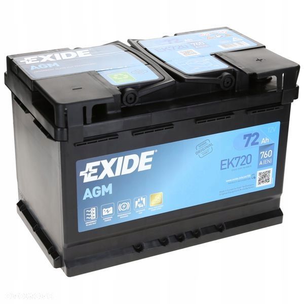 Akumulator Exide EK720 12V 72Ah 760A L3 AGM StartStop - 20,4 kg - 1