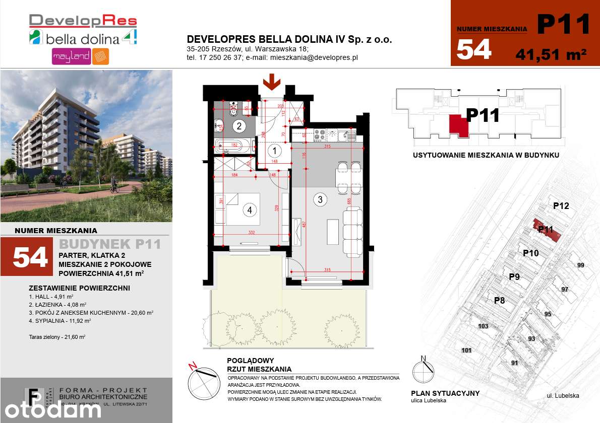 GOTOWE 41,77 m2 | taras 21,60 m2 | P11-54