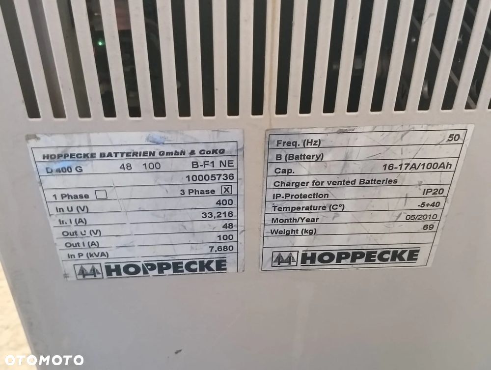 Prostownik ładowarka do akumulatorów wózków widłowych elektrycznych Hoppecke D400G 48V 120A - 2