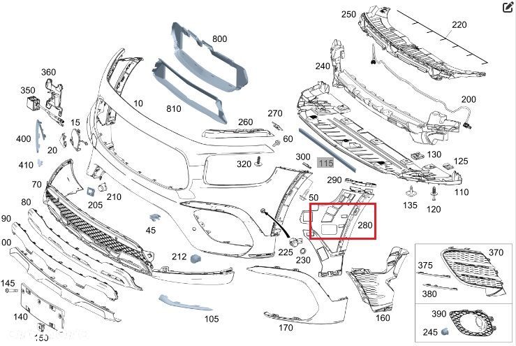 MERCEDES GLB X247 Slizg zderzaka przod prawy OE - 2