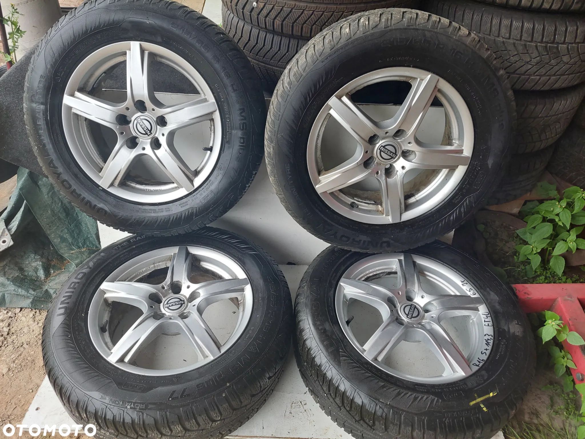 KOŁA ALUFELGI NISSAN 5X114,3 R16 Opony Zimowe Uniroyal 215x65 R16 - 1