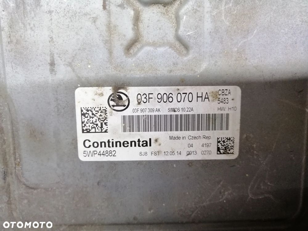 Skoda Rapid 1.2 86KM CBZ CBZA CBZG zestaw startowy komputer Continental 03F906070HA 5WP44882 stacyjka immo moduły licznik i inne - 6