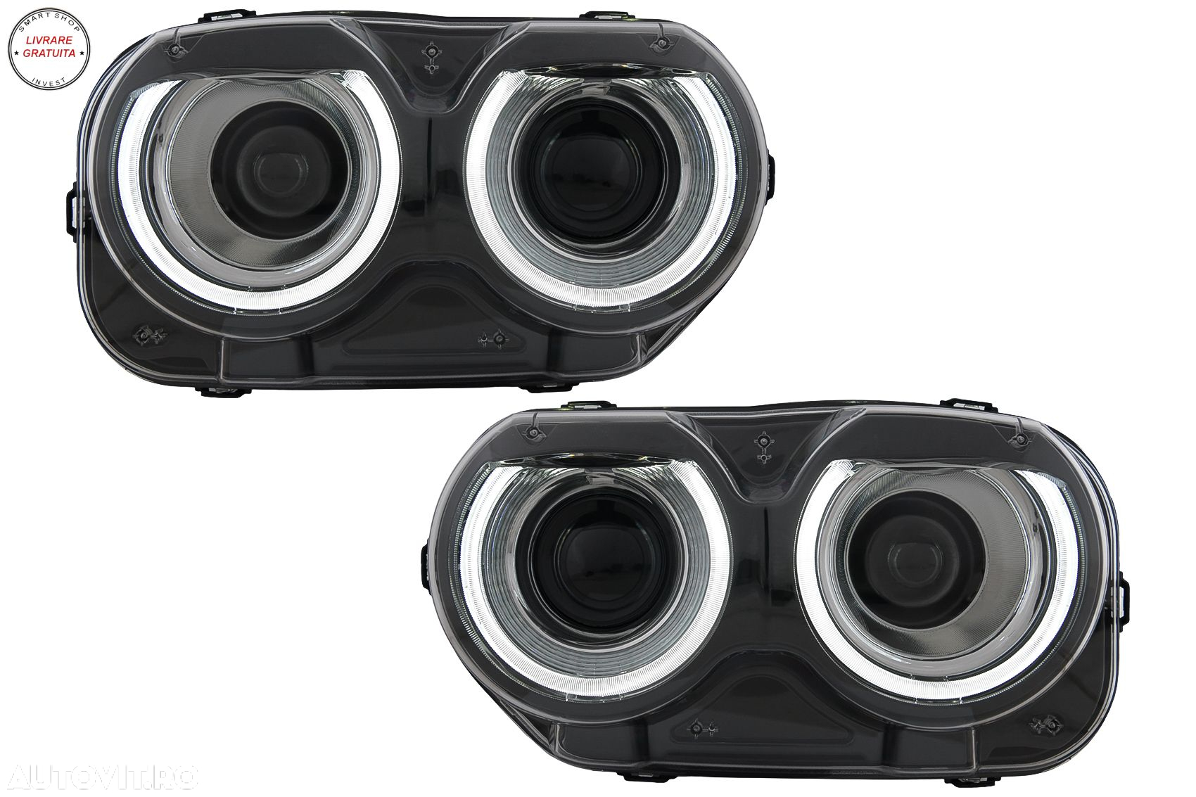 Faruri LED Dodge Challenger (2015-2024) Negru cu Lumini RGB- livrare gratuita - 5