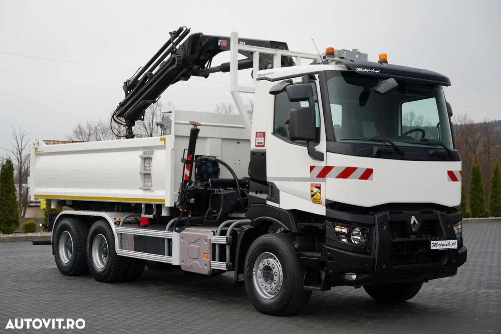 Renault C 430 / 6x4 / BASCUNĂ CU DOUĂ LATE / BASCUNĂ HIDRAULICĂ + HIAB 211 EP-3 HDS / EURO 6 / RADIOCOMANDĂ / ROTATOARE / CUPĂ - 17