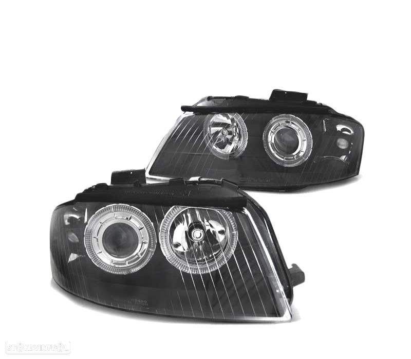 FARÓIS ANGEL EYES AUDI A3 8P 03-08 PRETO - 2