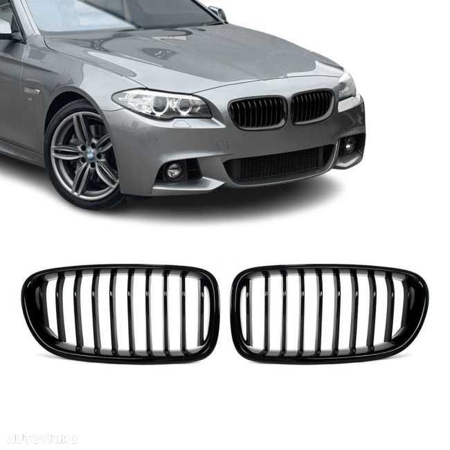 Grile Bara Fata Nari Simple BMW Seria 5 F10 F11, Negru Lucios - 1