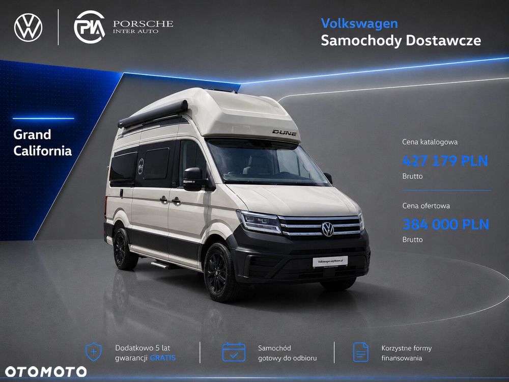 Volkswagen Crafter Grand California 600 silnik: 2,0 l TDI EU6 SCR BlueMotion Technology 130 kW skrzynia biegów: Przedni napęd automatyczna 8-biegowa rozstaw osi: 3640 mm - 2
