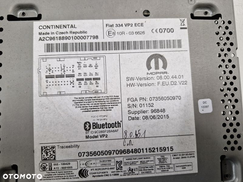 FIAT 500X RADIO EKRAN NAWIGACJA 07356050970 - 6