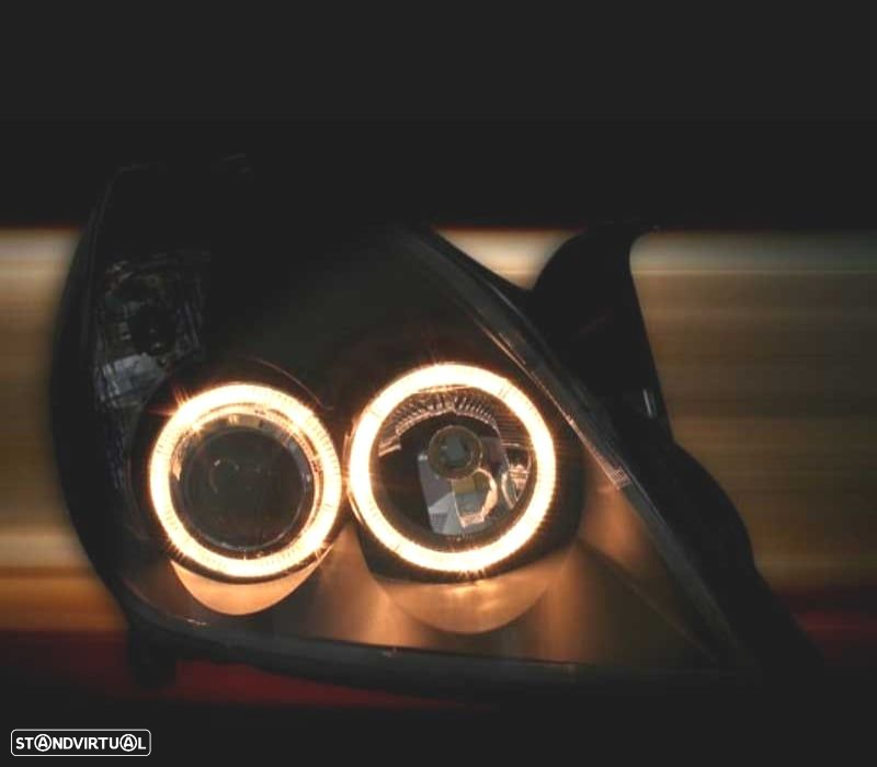 FARÓIS FRONTAIS ANGEL EYES PARA OPEL VECTRA C 05-08 E OPEL SIGNUM 05-08 FUNDO PRETO - 2