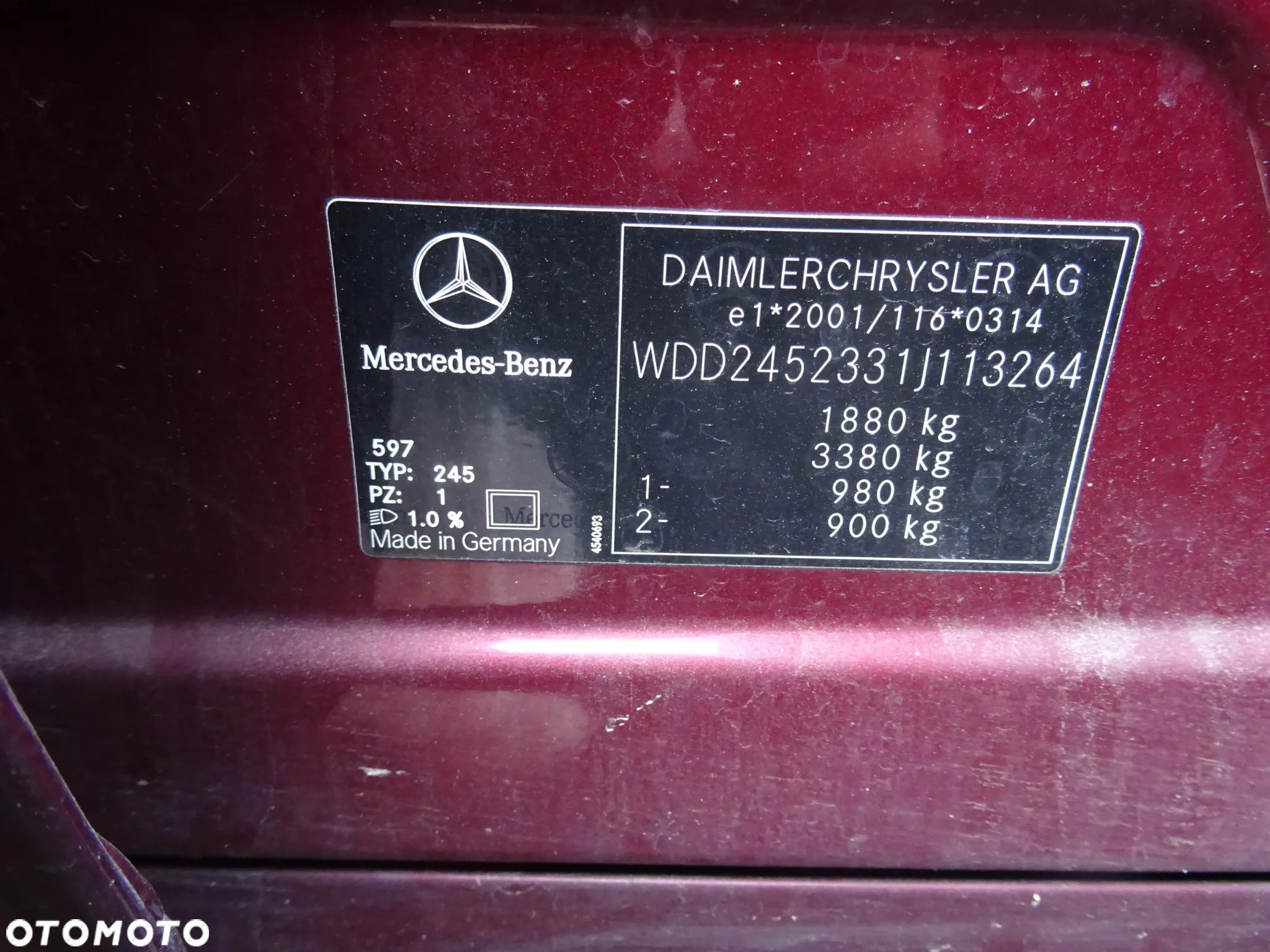 Mercedes B200 2006 lakier(597) na części maska drzwi klapa zderzak - 8