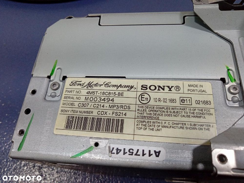 FORD FOCUS II RADIO CD FABRYCZNE OEM SONY 4M5T18C815BE - 7