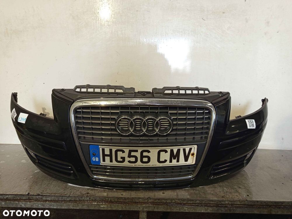 ^ ZDERZAK PRZÓD PRZEDNI AUDI A3 8P LIFT FL LZ9Y CZARNY HALOGENY