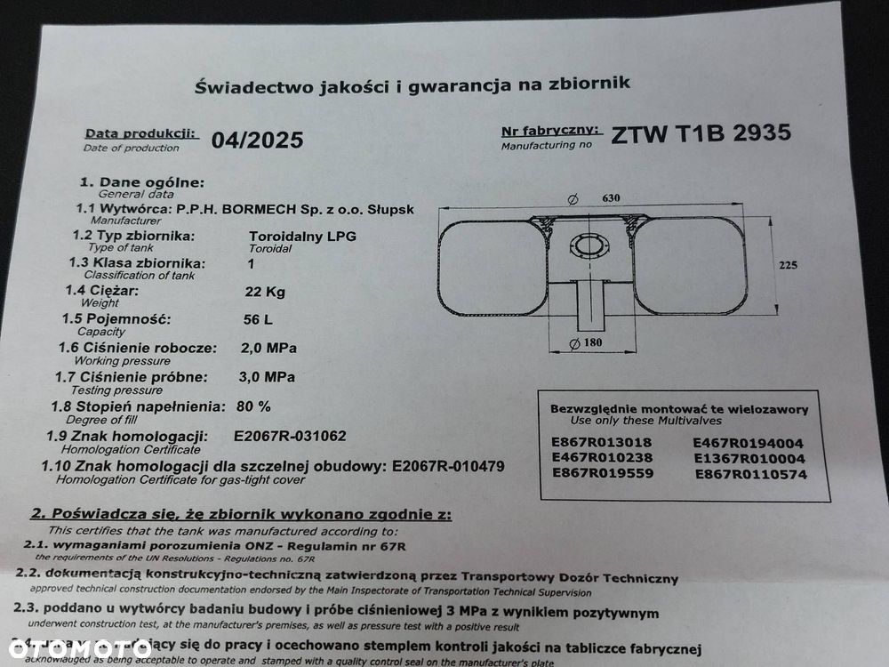 BUTLA GAZOWA LPG 56L 2035R W KOŁO PAPIER + ZAWÓR - 2