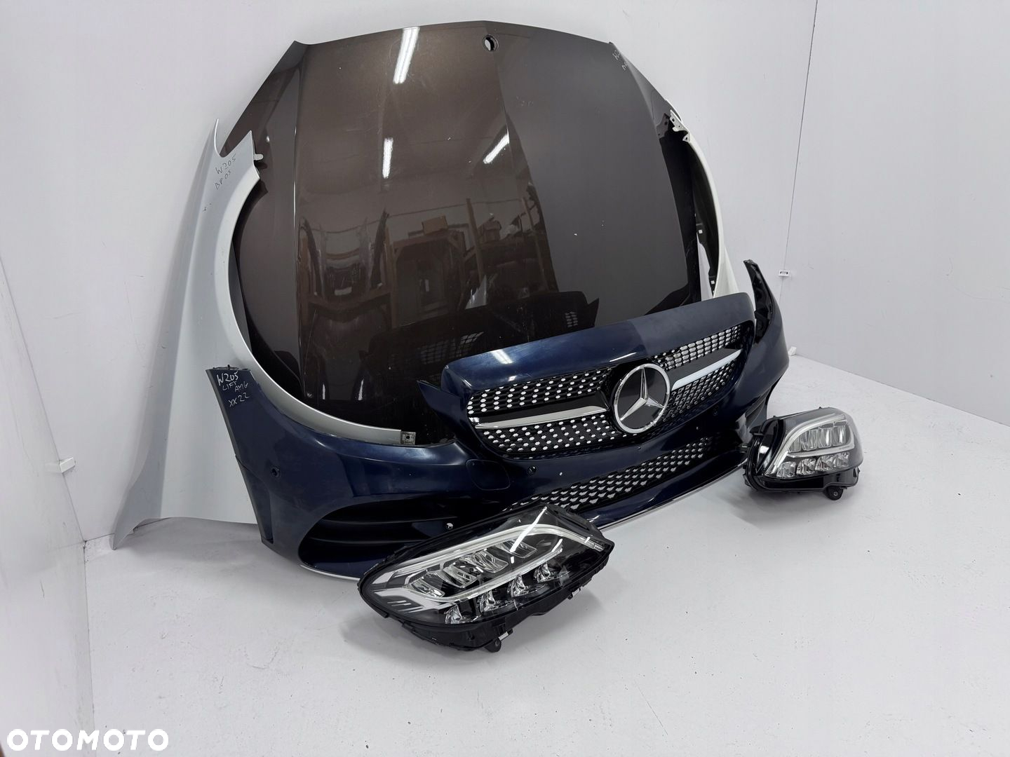 PRZÓD MERCEDES C KLASA W205 A205 LIFT AMG ZDERZAK MASKA BŁOTNIKI LAMPY - 2