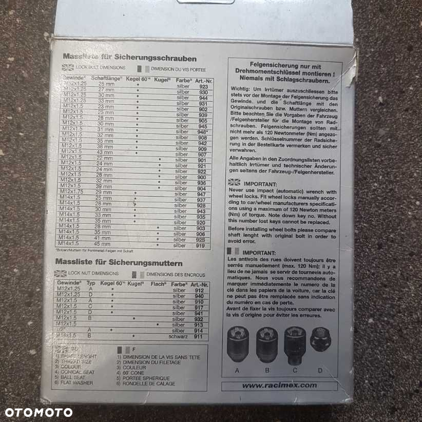 Zabezpieczające śruby do felg M12x1,5 32mm (UNIWERSALNE) - 2
