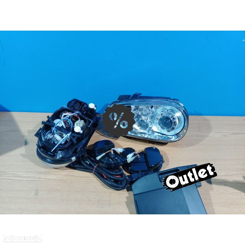 R145299C3 FARÓIS FRENTE ANGEL EYES VOLKSWAGEN VW GOLF IV LOOK R32 FUNDO CROMADO - 3