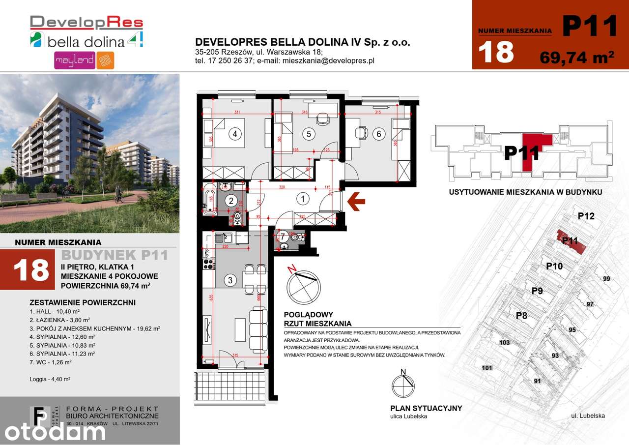 Rodzinne, 4-pokojowe mieszkanie| 69,74m2 | P11-18