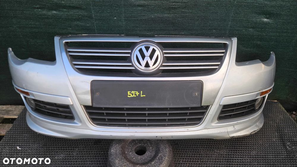 Zderzak 3C0807221 3C0805903B Przód Przedni R-Line Srebrny Gril Atrapa Kratki Halogeny Znaczek VW Passat B6 Lift - 1