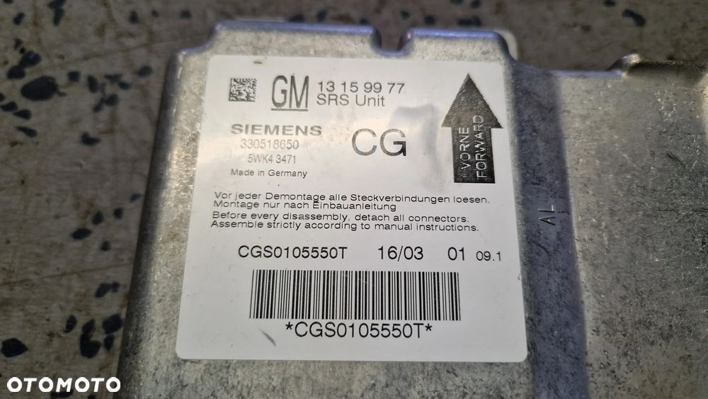 OPEL SIGNUM MODUŁ PODUSZEK POWIETRZNYCH 13159977 - 2