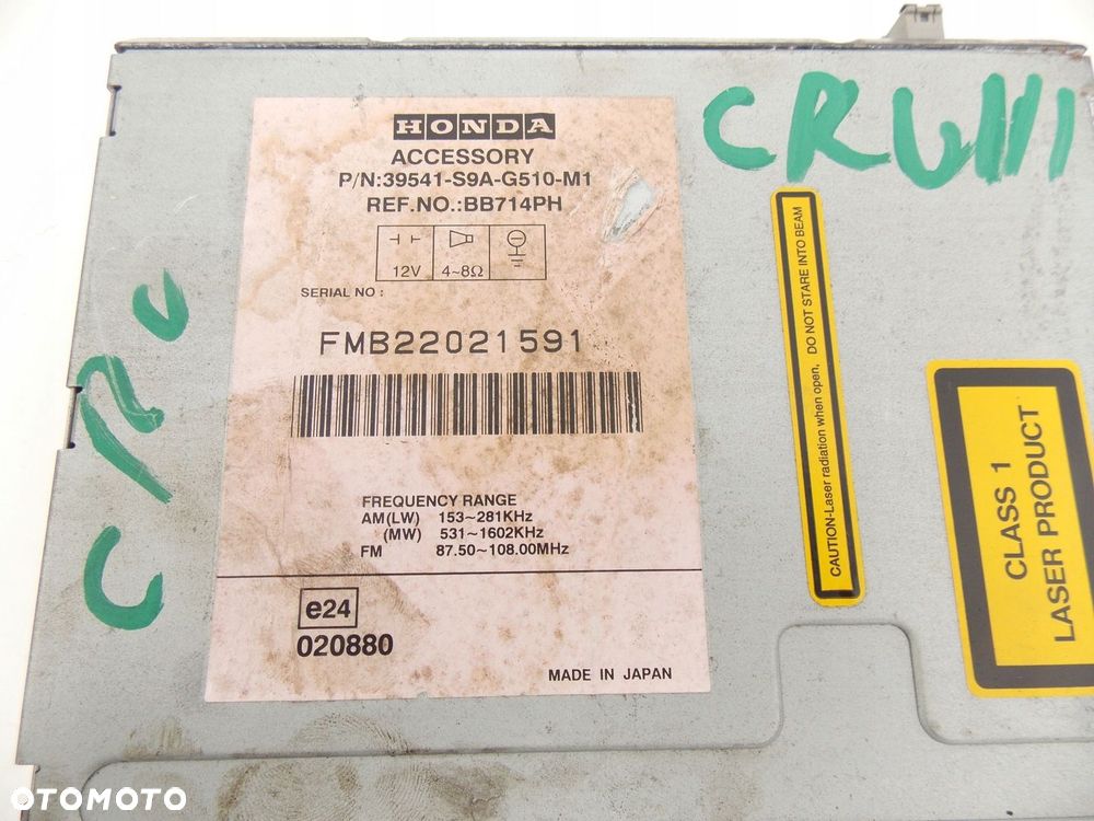 radio nawigacja honda crv iii 39541-s9a-6510-m1 - 2