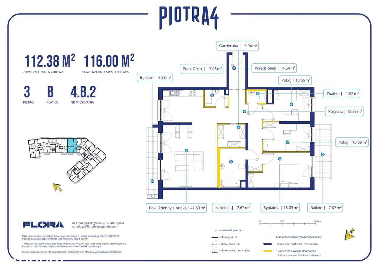4-pokojowe mieszkanie 112m2 + 2 balkony - Pełny obrazek: 2/11
